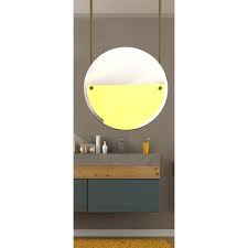 Oval black mirrors hang from a white wall beneath a ceiling accented with rustic wood ceiling beams. Allied Brass Frameless Round Ceiling Hung Mirror With Beveled Edge Ch 90 Sch The Home Depot