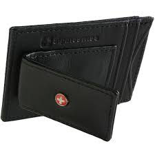 On one side is an id window and on the other side there are two card slots and the money clip. Leather Front Pocket Wallet With Magnetic Money Clip Nar Media Kit