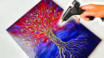 Painting with a GLUE GUN?? The Tree of Life Acrylic Pour | AB Creative  Tutorial