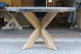 Hayward Zinc Top Round Dining Table With X Base Round Dining Table Dining Table Round Dining