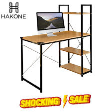 Writing computer desk 39 modern simple study desk industrial style folding laptop table for home office notebook desk brown desktop black perfectly designed computer gaming table. Hakone Modern Computer Desktop Study Table Computer Table Workstation With Book Shelf With Rack Homehuk Shopee Malaysia