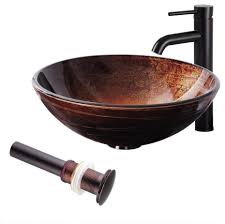 tempered bathroom glass vessel sink and