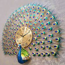 Large Peacock Wall Clock Modern Design Home Decor Wall Watch Living Room Bedroom Mute Clock Decorazione Orologio Da Parete Orologi Da Parete Orologio A Parete