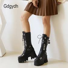 Pants with chain loose fit kpop black y2k pants baggy streetwear cargos aesthetic pants gothic. Gdgydh Autumn Winter Women Mid Calf Boots Buckle Strap Gothbeauty Outside Footwear Platform Shoes Punk Goth Woman Demonia Boots Women S Boots Aliexpress