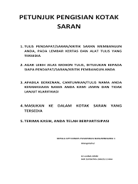 Check spelling or type a new query. Cara Pengisian Kotak Saran
