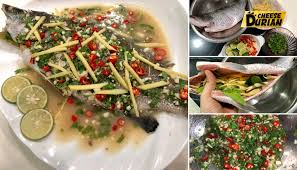 1 sudu besar minyak bijan. Ikan Siakap Stim Limau Macam Restoran Thai Resepi Masak Dalam Kuali Rasa Tetap Padu Durian Cheese