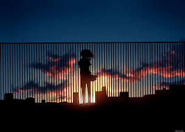 Image of hd wallpaper buildings illustration animated pink and. Sky Silhouette Anime Girls Sunset Clouds Sun Fence Sunlight Landscape Hd Wallpaper Wallpaperbetter