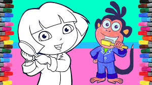 980x1386 dora coloring pages diego with and boots. Dora And Boots Brushing Hairs And Teeth Coloring Pages Dora The Explorer Coloring Book For Kids Youtube