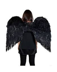 Black Angel Wings Costume 36 Inch Black Feather Wings Spirithalloween Com Wings Costume Angel Wings Costume Feather Wings