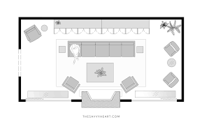 This layout allows you to be creative in the way. 5 Furniture Layout Ideas For A Large Living Room With Floor Plans The Savvy Heart Interior Design Decor And Diy