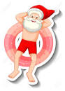 Père Noël Sur L'illustration De L'anneau De Natation ...