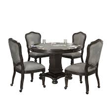 Sunset Trading Sunset Trading 5 Piece Vegas Dining And Poker Table Set Reversible Game Top Gray Wood Caster Chairs With Nailheads In The Dining Room Sets Department At Lowes Com