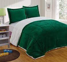 Compare prices & save money on sheets. Sherpa Reversible Down Alternative Comforter Set King Hunter Green Best Bed Sheets Green Bedding Bed