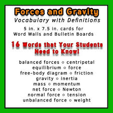Physics Word Wall Vocabulary W Definitions For Force And Gravity Word Wall Vocabulary Physics