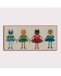 It will be mailed by usps first class. Counted Cross Stitch Embroidery Kit Four Cats In Skirts 2644