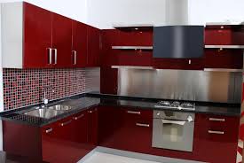 red themed indian kitchen design