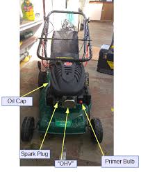 Some lawn mowers may have a fuel filter in the fuel line between the gas tank and the carburetor. Which Way To Put Lawnmower On Side Gardening Landscaping Stack Exchange