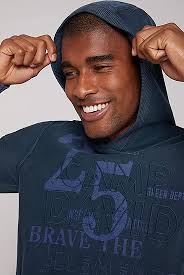 Camp David Felpa con cappuccio da uomo Stone Washed con logo Artworks, Blu  coraggio, XL : Amazon.it: Moda