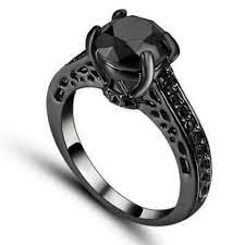 Size 9 10kt Black Gold Filled Black Sapphire Ring Black Wedding Rings White Sapphire Ring Wedding Black Sapphire Ring