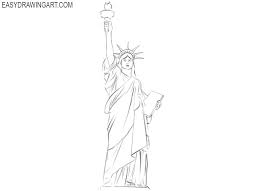 Draw the neck using three curves. How To Draw The Statue Of Liberty Easy Drawing Art