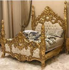 Bonapart Bed Gold Leaf White Rococo Furniture Luxurious Bedrooms Royal Furniture