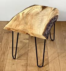 Live Edge End Table Rustic Wood Table Hairpin Legs Etsy In 2020 Live Edge Wood Table Wood Table Rustic Wood