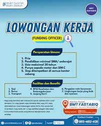 Info gaji karyawan bmt harapan insani di situs jobplanet terbaru tahun 2017 yang bersumber dari karyawan/mantan karyawannya. Lowongan Kerja Untuk Posisi Funding Officer