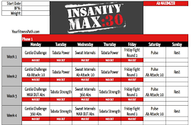 insanity max 30 workout calendar your