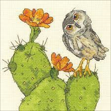 11 × 9 × 1 in: Dimensions Counted Cross Stitch Kit Prickly Owl Cactus Pattern 14 Count Ivory Aida Cloth 6 X 6 Walmart Com Walmart Com