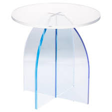 Blue Circular Acrylic Side Table Sheer By Carnevale Studio In 2020 Acrylic Side Table Acrylic Coffee Table Side Table