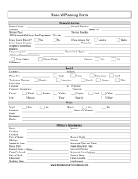 Funeral Planning Form Template Funeral Planning Funeral Planning Checklist Estate Planning Checklist