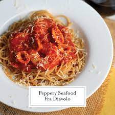 This Seafood Fra Diavolo Recipe Is One Of My Favorite Seafood Pasta Recipes Ever Fra Diavolo Is A Delic Seafood Fra Diavolo Recipe Spicy Pasta Recipes Recipes