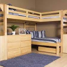 A tremendous amount of useful storage space is obtained by adding the drawers underneath the bed. Corner Loft Bunk Beds Ideas On Foter