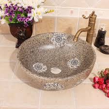 China Painting Lotus Decoration Ceramic Painting Art Lavabo Bathroom Vessel Sinks Round Porcelain Sink Wit Porcelain Sink Vessel Sink Bathroom Ceramic Painting