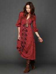 Free People Embroidered Fable Dress Boho Midi Dress Style Clothes