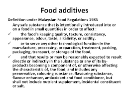 Most of the countries have specific regulations, legislation, guidelines and acts, which are considered necessary to be complied to and implemented by at the processing level, the ministry of health malaysia, has implemented the malaysian hazard analysis critical control points (haccp). Food Ingredients And Functions Definition Types Functions Definitions