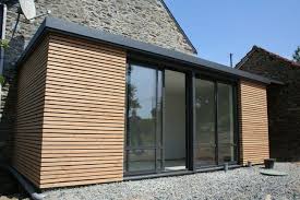 Extension Toit Plat Avec Habillage Bois Claire Voie Bardage Exterieur Maison Extension Maison Bois Bardage Bois Exterieur