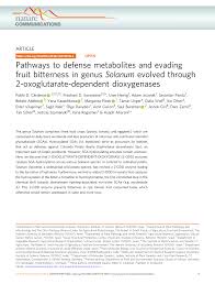They encountered friendly people to aggressive javelinas. Pdf Pathways To Defense Metabolites And Evading Fruit Bitterness In Genus Solanum Evolved Through 2 Oxoglutarate Dependent Dioxygenases