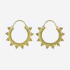 Golden crescent, artisan crafted 22k gold plated hoop style earrings. Dotted Hoop Earrings Gold Norbu