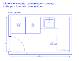 How to style a laundry room ? L Shape Four Unit Laundry Room Layout Dimensions Drawings Dimensions Com