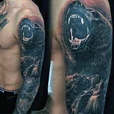 Explore cool design ideas from grizzly to black. 70 Waterfall Tattoo Designs For Men Glistening Ink Ideas Bear Tattoos Mens Full Sleeve Tattoo Waterfall Tattoo