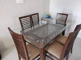 Modern tempered glass dinner table set from guangdong ounuosen furniture limited company. Glass Dining Table Set Buy Glass Dining Table Set In Panchkula Haryana