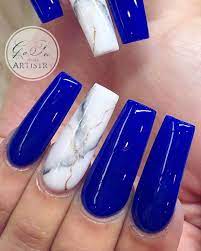 Pin By Brenda Garza On Ideas In 2021 Blue Acrylic Nails White Gel Nails Graduation Nails