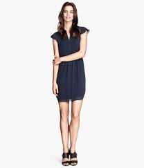 Black And Navy Blue Outfits Dark Blue Dress With Butterfly Sleeves By H M Hm Dress Dresses Short Sleeve Dresses
