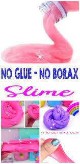A borax and water solution and a glue, water, and food coloring solution. Diy Slime Without Glue Recipe How To Make Homemade Slime Without Glue Or Borax Or Cornstarch Or Flour
