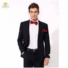Mens red and black dual color bow tie. Aliexpress Com Buy Mens Black Suits With Pants Custom Made Slim Fit Men Wedding Suit Grooms Notch Lapel Tw Black Suit Men Black Suit Red Tie Red Bow Tie Prom