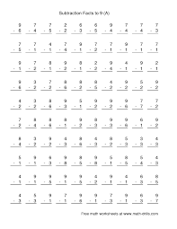 Subtraction Worksheet Vertical Subtraction Facts To 9 100 Questions A Math Fact Worksheets Subtraction Worksheets Math Worksheets