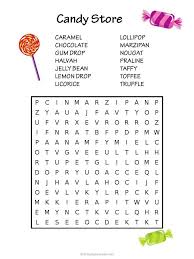Free Printable Candy Word Search Word Puzzles Word Find Kids Learning Activities