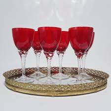 Sasaki Crystal CORONATION Ruby Red Wine Glasses Set of 6 - Etsy