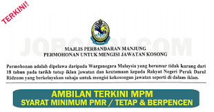 Check spelling or type a new query. Jawatan Kosong Terkini Di Majlis Perbandaran Manjung Mpm Tetap Berpencen Jobcari Com Jawatan Kosong Terkini